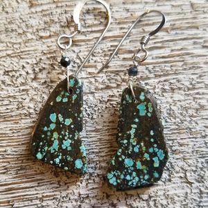 Natural raw turquoise gemstone earrings